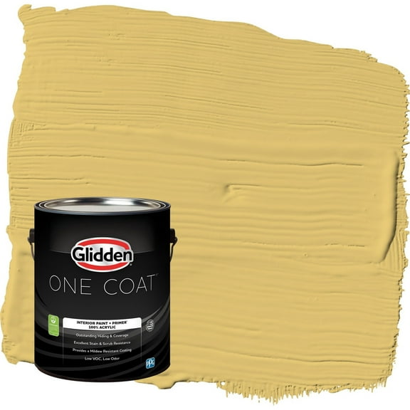 Glidden One Coat Tropical Siesta / Yellow Semi-Gloss Interior Paint with Primer, 1 Gallon