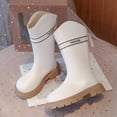 thumbnail image 5 of Mostsola Girls Boots Fashion Lug Sole Back Zipper Tall Riding Boots Warm Winter Mid Calf Boots, 5 of 9