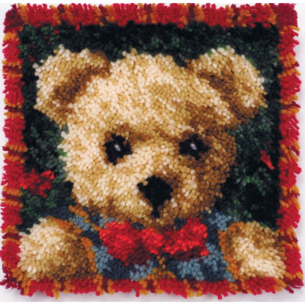 Latch Hook Kit 12" x 12", Boy Bear Pillow