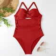 thumbnail image 5 of Fsqjgq Swimsuit for Women Bikini Doggy 2024 Women's Swimsuit Cut Out Swimsuit with Waistband High Waist Front Lace up Swimsuit for Women Red S, 5 of 5