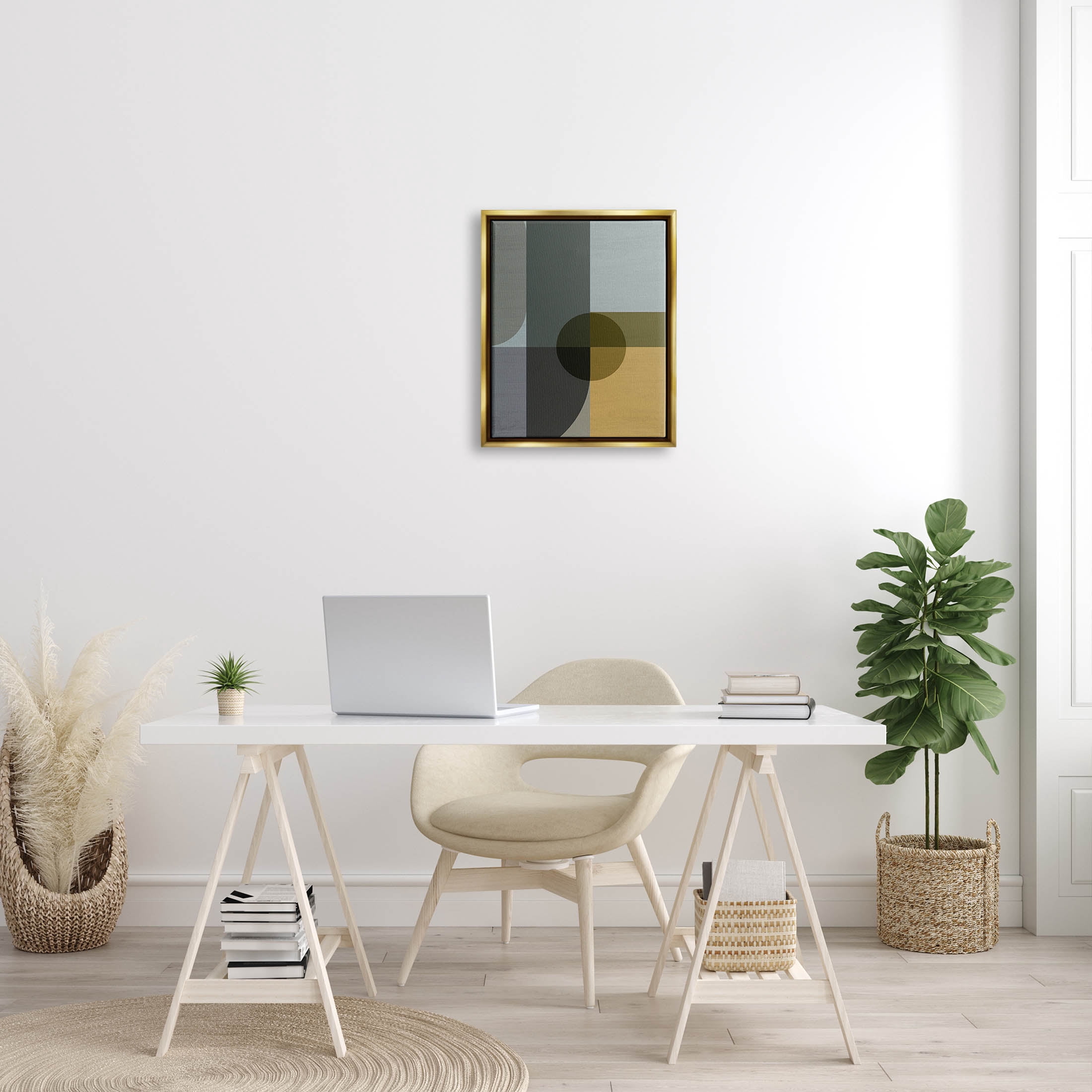 Geometric Arched Contemporary Shapes Abstract Graphic Art Metallic Gold Framed Art Print Wall Art