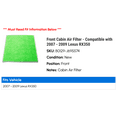 thumbnail image 2 of Front Cabin Air Filter - Compatible with 2007 - 2009 RX350 2008, 2 of 2