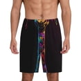 thumbnail image 1 of Balery Neon Psychedelic Giraffe Pantalones cortos de pijama de punto de algodón para hombre con cinturilla y bolsillos-Large, 1 of 6