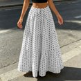 thumbnail image 2 of uvwlwu Women's Polka Dot Maxi Skirt Elastic High Waist Tiered Ruffle Flowy A Line Lightweight Versatile Four Season Casual Vacation Everyday Bottom,XXL, 2 of 5