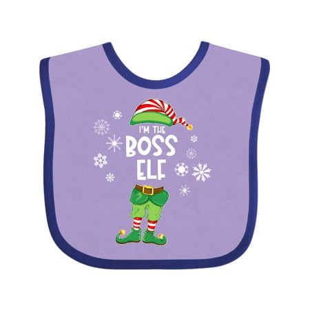 

Inktastic Funny Christmas I m the Boss Elf with Shoes and Hat Gift Baby Boy or Baby Girl Bib