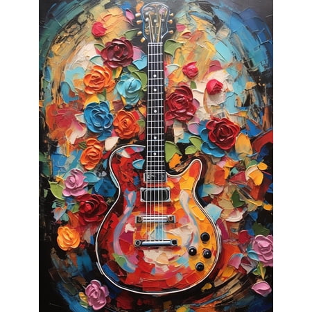 DIY Stamped Cross Stitch Kits for Beginners Easy Textured Colorful Guitar 11CT Needlepoint Embroidery Counted Cross Stitch Kits Art Craft Wall Decoration and Gift 50x65cm(3)