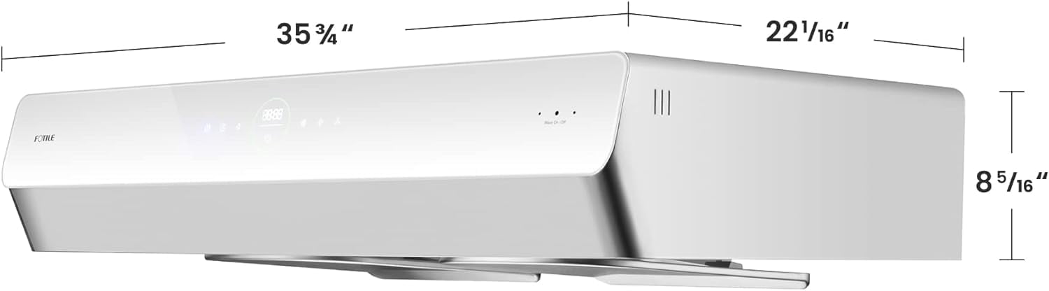 FOTILE Pixie Air UQG Stainless Steel Under Cabinet Range Hood, 850 CFMs Kitchen Over Stove Exhaust Vent with LED Lights Dual AC Motors, Motion Control and Touchscreen