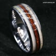 thumbnail image 4 of Tungsten Rings for Men Wedding Bands for Him Womens Wedding Bands for Her 8mm Silver With Antler Koa Wood, 4 of 8