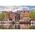 thumbnail image 2 of ABPHOTO 7x5ft Photography Backdrop Seaside Amsterdam Canal With Dutch Houses Boat Trees Blue Sky White Cloud Nature Travel Photo Background Backdrops, 2 of 4