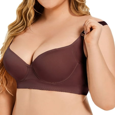 Pavied Minimizer Bras Feelingirl Bra Wireless Bras High Support Bras For Women Adjustable Strap Full Coverage Up Bras Comfortable No Underwire Wireless Bras Seamless Bras Womens Bras Brown AS