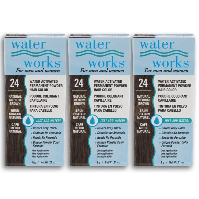 Color de cabello Water Works Powder Medium Brown, paquete de 3