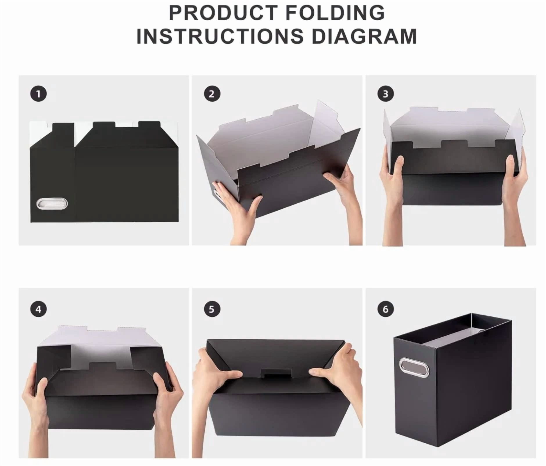 2 Packs Black File Organizer, Small Storage Box, Cardboard File Folder Organizer
