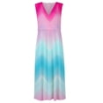 thumbnail image 2 of Femmes Robe Swing Robes de Soirée pour Femmes Mode Décontractée Gradient V Cou Imprimé Sans Manches Robe Adulte Vêtements Féminins Bleu Clair Taille XXL, 2 of 4