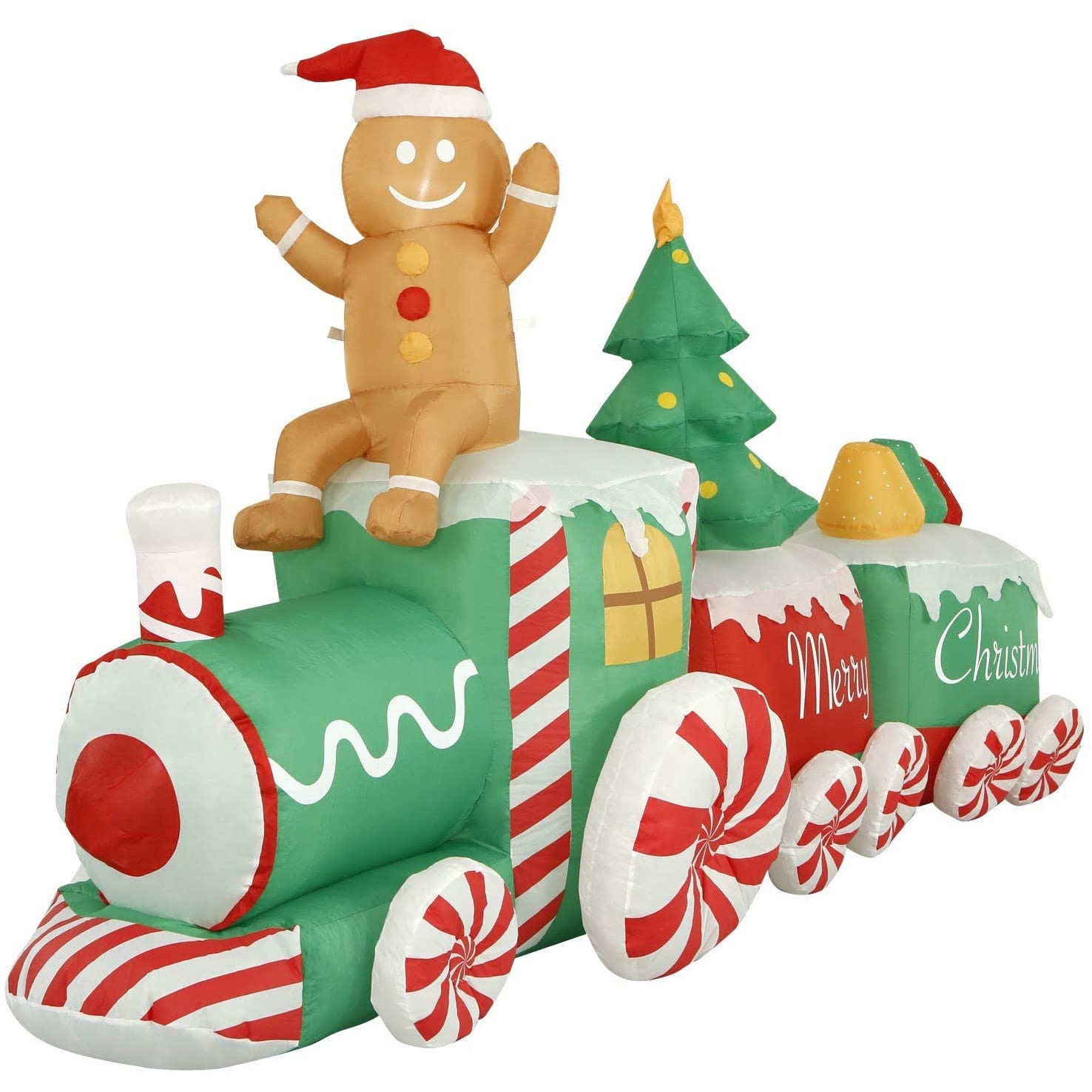 Holidayana 10 Ft Giant Inflatable Gingerbread Man Holiday Train Yard