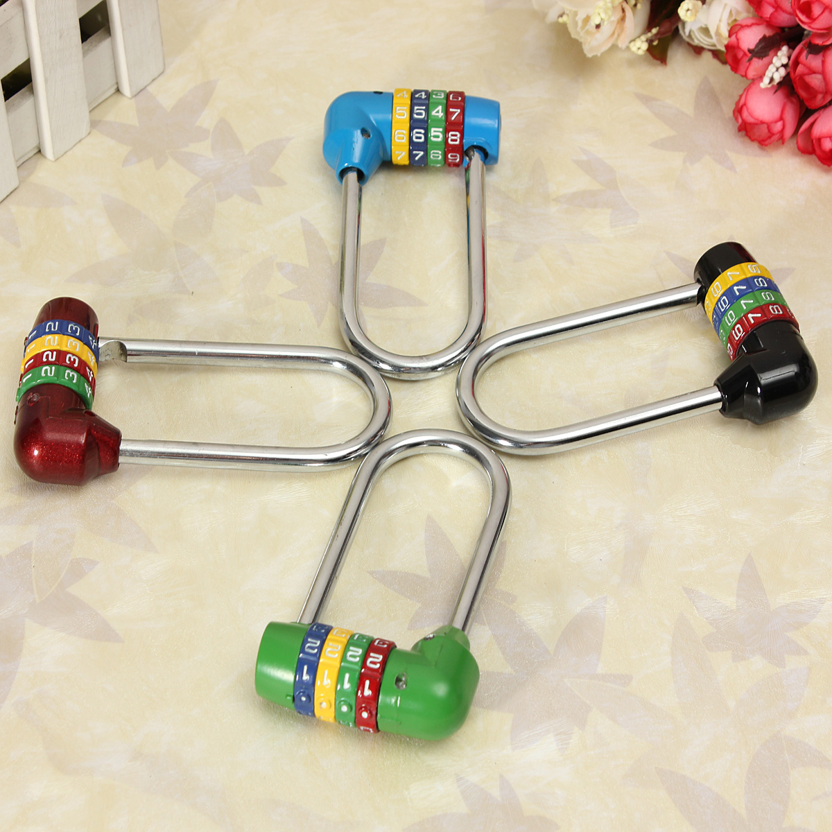 DIY 4 Digit Number Code Dial Combination Padlock Long Shackle Security