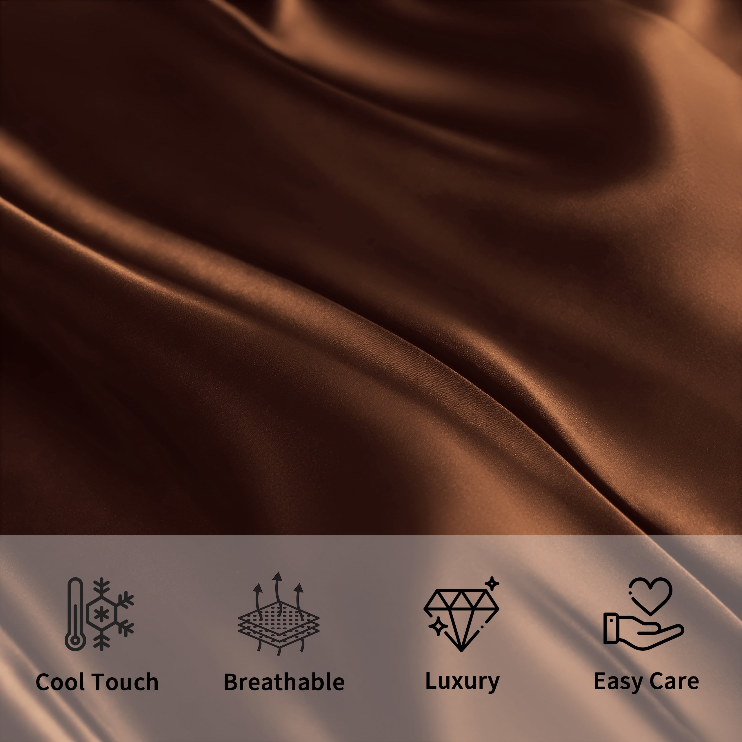 Organictune Satin Body Pillowcase for Hair and Skin, Luxurious and Silky Envelope Closure Body Pillow Cover, Brown, 20" x 54", 2 Pack