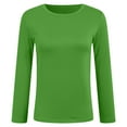 thumbnail image 5 of felwors Women's Long-Sleeve Crew-Neck Cotton T-Shirt Classic-Fit Shirt Soft Breathable Casual Tee Basic Tops Green, XL, 5 of 6