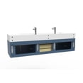 thumbnail image 4 of Nile 72" Blue Wood Floating Vanity with White Top and Brushed Nickel Trim, 4 of 9