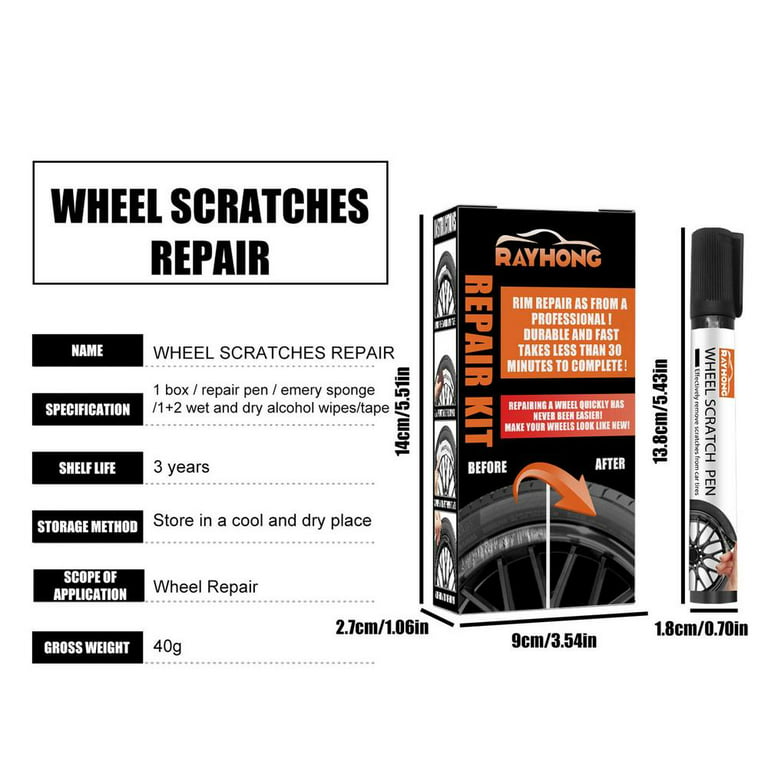 cocomfix Rim Repair Kit, Black Rim Touch Up Paint Kit, Wheel Rim Scratches  Repair Kit. QUICK & EASY for Curb Rash, Scratches and Larger Areas of