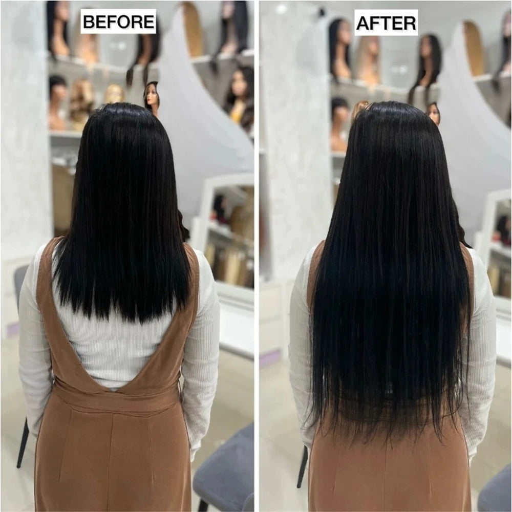 Clip in Hair Extensions Real Human Hair, Natural Black 120g 8Pcs 12-26 Inch Brazilian Remy Hair Extensions