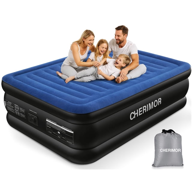 Colchón inflable CHERIMOR Queen con bomba integrada de 18 pulgadas de alto y 800 libras