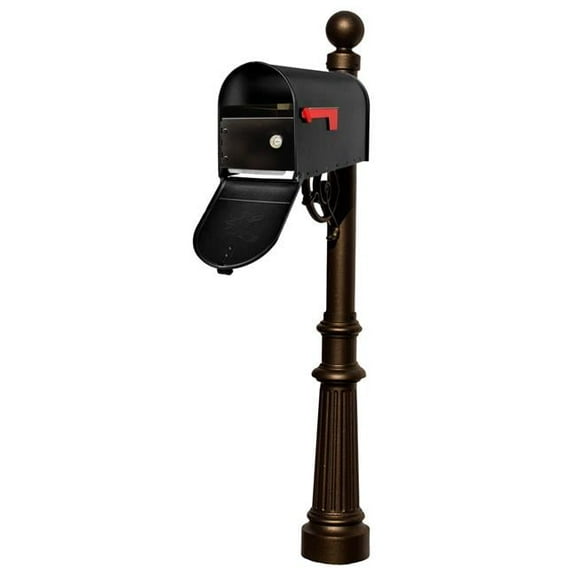 E1 Economy Mailbox Locking Insert System with Fluted Base & Ball Finial, Bronze