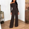 thumbnail image 2 of Aoiroe Two Piece Sets for Women,Travel Outfits Beach Fashion Clothes Summer Fashion Lounge Matching Set Long Sleeve Sweatsuit Jogging Long Pants Sets Brown XL, 2 of 9
