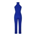 thumbnail image 3 of safuny Women's Wide Leg Jumpsuit Solid Summer Comfy Trousers Strapless Elegant Retro Fashion Hollow Waist Bowknot Clothing Blue M, 3 of 5