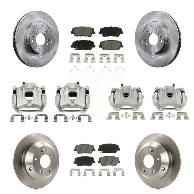 CMX Front Rear Disc Brake Caliper Rotors and Ceramic Pads Kit (10Pc) for Car 2014-2015 Kia Sorento Limited with 3.3L with Red Painted Calipers KC8-101090C