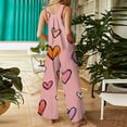 thumbnail image 7 of Fgvctg Valentine's Day Women's Jumpsuits Wide Leg Pant Comfy Overalls Love Heart Graphic Sleeveless Spaghetti Straps Jumpsuit Rompers Bib Overalls Loose Sprimg Pants With Pockets Light pink 2XL, 7 of 7