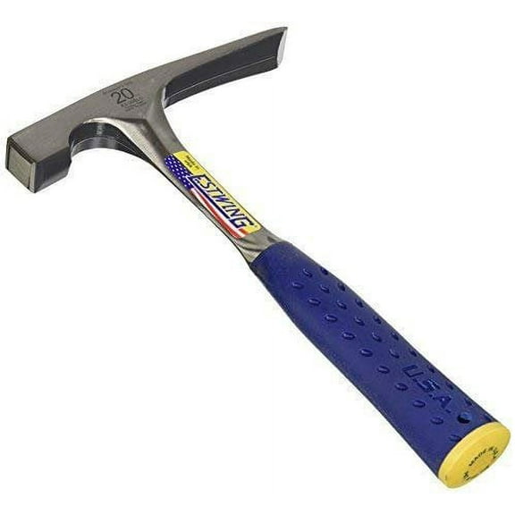Estwing Bricklayer's/Mason's Hammer - 20 oz Masonary Tool with Forged Steel Construction & Shock Reduction Grip - E3-20BLC