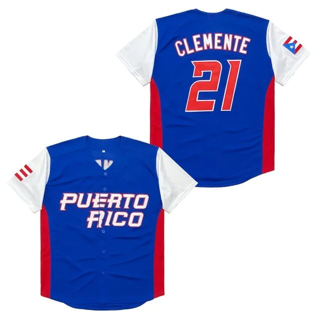 LS Puerto Rico #21 Roberto Clemente World Game Classic Men Baseball Jersey