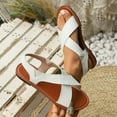 thumbnail image 6 of IUJSOY Womens Flat Sandals Criss Cross Strap Open Toe Elastic Slingback Slip on Summer Shoes, 6 of 9