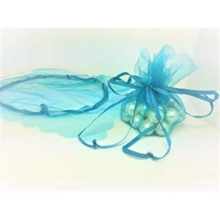 Turquoise Organza Pouches Scallop Cut (24 Pieces)