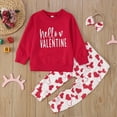 thumbnail image 2 of Hpapadks Baby Girl Outfits Fashion Valentine's Day Letters Long Sleeve Tops Hearts Trousers Baby Girl Clothes Red 18 Months-24 Months, 2 of 5