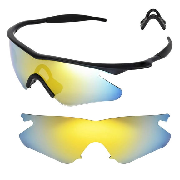 Walleva 24K Gold Polarized Lenses And Black Nosepad For Oakley M Frame Heater Sunglasses