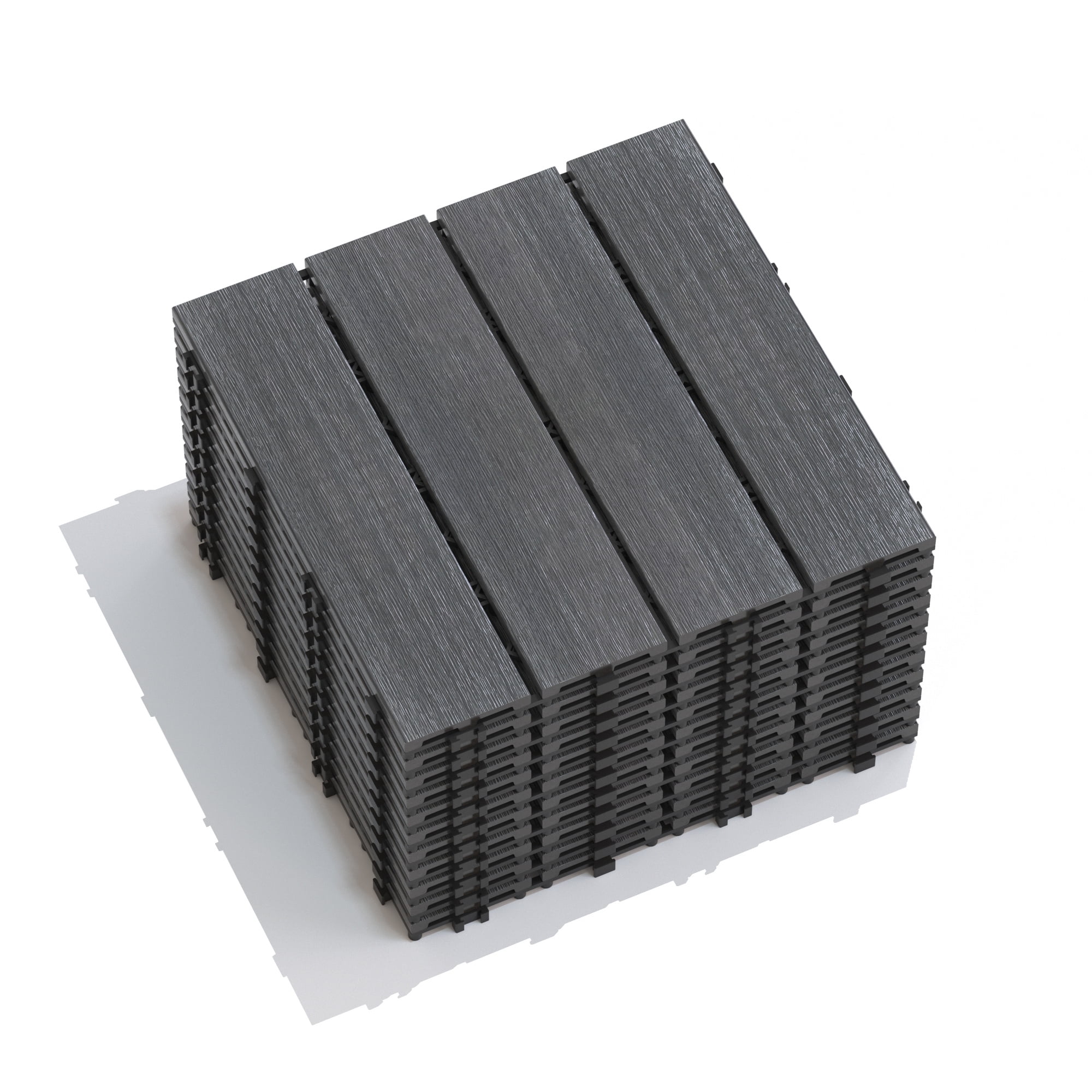 Miniyam 22 Pcs Interlocking Deck Tiles, 12" x 12", Wood-Plastic, for Outdoor Balcony Garden, Dark Gray