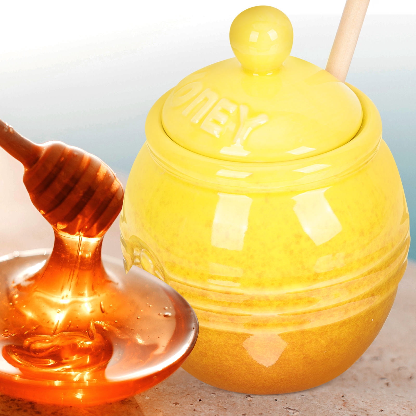 MLINS  Home Syrup Jar Storage Honey Jars with Dipper Container Lid