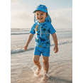 thumbnail image 5 of BemeyourBBs BemeyourBBs Toddlers Baby Boys 3 Piece Swimsuit Infant Boy Bathing Suit Swim Shirt Trunk Shorts Set and Sun Hat Short Sleeve Swimwear Sunsuit UPF 50+ Rash Guard, 5 of 9