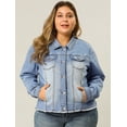 thumbnail image 2 of ChaqueDe MezclilDeshilachaCon Frente Lavado Clásico PaMujer De TalGrande Azul claro 2X, 2 of 6