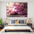 thumbnail image 4 of Mudket Cheetah Print Canvas Wall Art Pink & Gold Glitter Leopard Decor for Living Room Bedroom, Cute Trendy Wall Art for Girls & Women, Ready to Hang - 40"L x 28"W, 4 of 10