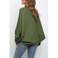 thumbnail image 3 of Spring Autumn Women Solid Crew Neck Casual Loose Batwing Sleeve Knit Sweater, 3 of 3