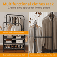 thumbnail image 5 of Satifur Clothes Rack with 3 Tiers Storage Shelves, Clothing and Shoes Racks, Garment Rack with Wheels, Multi-functional Double Rod Hanging Rack, Black, 5 of 8