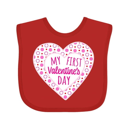 

Inktastic My First Valentine s Day Pink Heart and Dots Gift Baby Boy or Baby Girl Bib