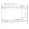 thumbnail image 2 of White Twin Bunk Bed Square Tube High Guardrail Side Ladder Opening Iron Bed, 2 of 11