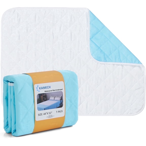 KANECH Bed Pads for Incontinence Reusable ,  44" x 52"( Pack of 1), 5 Layer Heavy Absorbency  Washable & Waterproof Pads