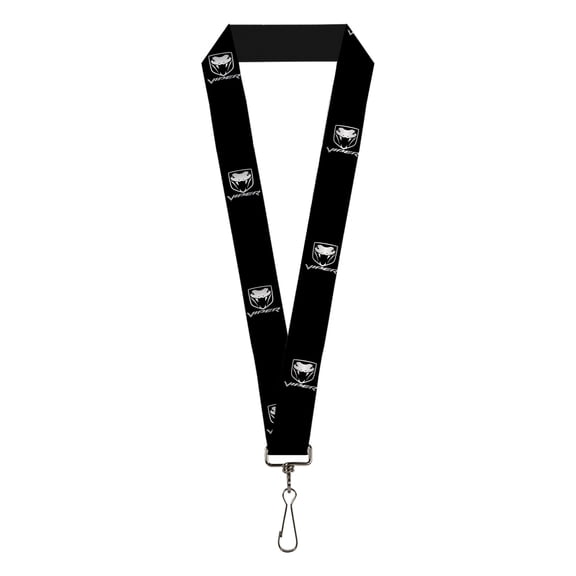 Dodge Lanyard, Dodge Viper Black Silver Logo Repeat, Elastic