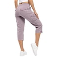 thumbnail image 4 of Dwellite Womens Quick Dry Cargo Capris with Pockets Loose Fit Casual Capri Pants Dressy Lightweight Ladies Baggy Cargo Pants for Hiking Purple Pink 2XL, 4 of 6
