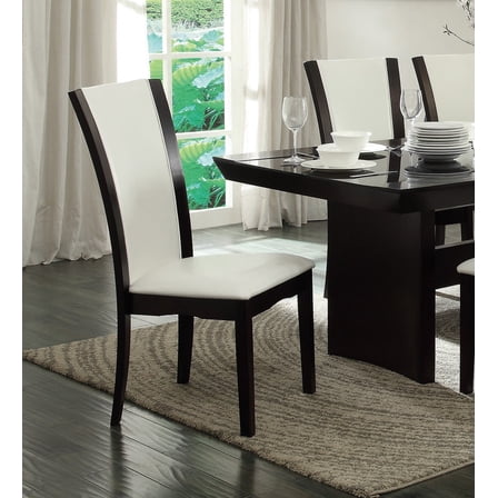 Newboti Modern Contemporary Dining Side Chairs Set of 2 White Faux Leather Upholstered Espresso Finish Hardwood Solid 325745483502941