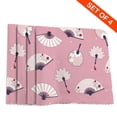 thumbnail image 2 of DouZhe Polyester Set de 4 Sets de Table, Rétro Rose Asiatique Ventilateurs de Main Modèle Résistant à la Chaleur Place Mats pour Table à Manger, 12 x 18 Po, 2 of 6